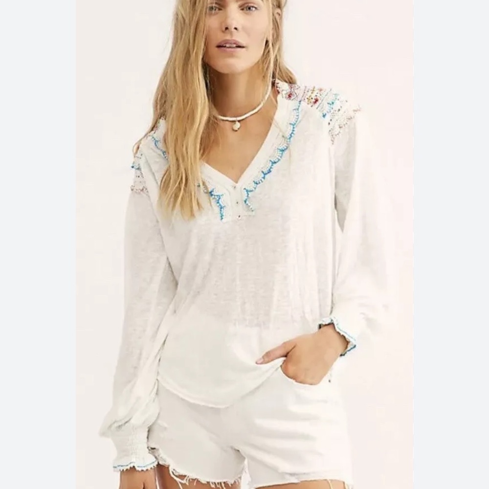 Free People Womens Siesta Fiesta Pullover Blouse Size Medium